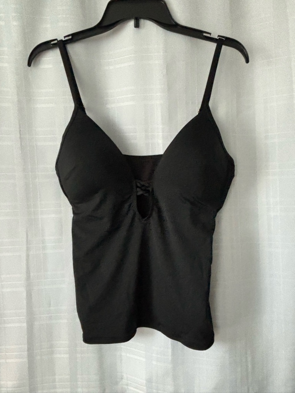 Bar III Black Tankini-Style Bikini Top with Keyhole Tie